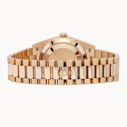 Rolex Rose Gold "60th Anniversary" Day-Date with a Fluted Bezel and Olive Dial 40mm