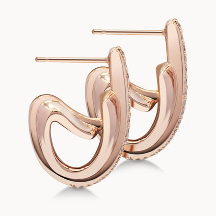 Single-C Motif Earrings Diamond Set - Rose Gold