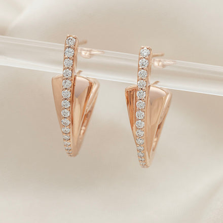 Single-C Motif Earrings Diamond Set - Rose Gold