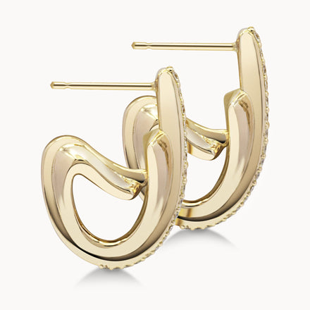 Single-C Motif Earrings Diamond Set - Yellow Gold