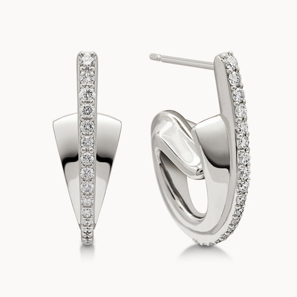Single-C Motif Earrings Diamond Set - White Gold
