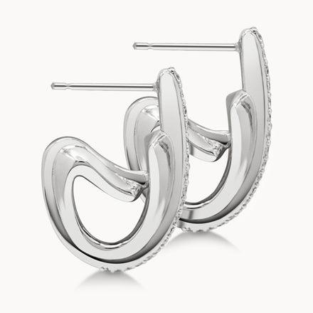Single-C Motif Earrings Diamond Set - White Gold