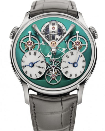 MB&F LMX Titanium with Green Dial and Grey Alligator Strap 44mm No.20/33