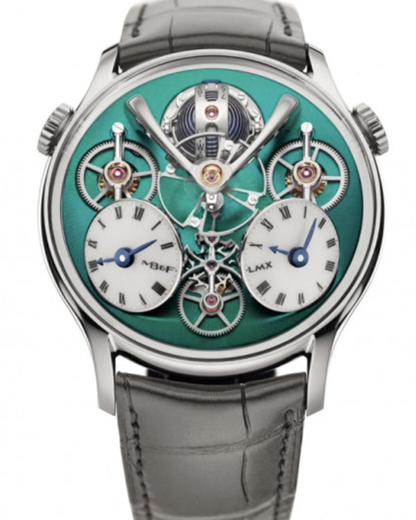 MB&F LMX Titanium with Green Dial and Grey Alligator Strap 44mm No.20/33