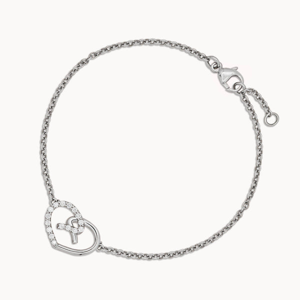 Heart Bracelet Half Set - White Gold