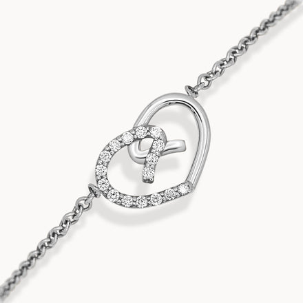 Heart Bracelet Half Set - White Gold