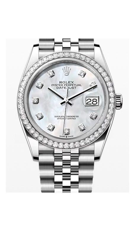 Rolex Datejust with Mother of Pearl Diamond Dot Dial and Diamond Bezel 36mm