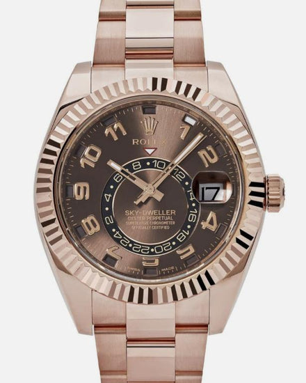 Rolex Rose Gold Sky-Dweller with Oyster Bracelet and Chocolate Arabic Dial 42mm