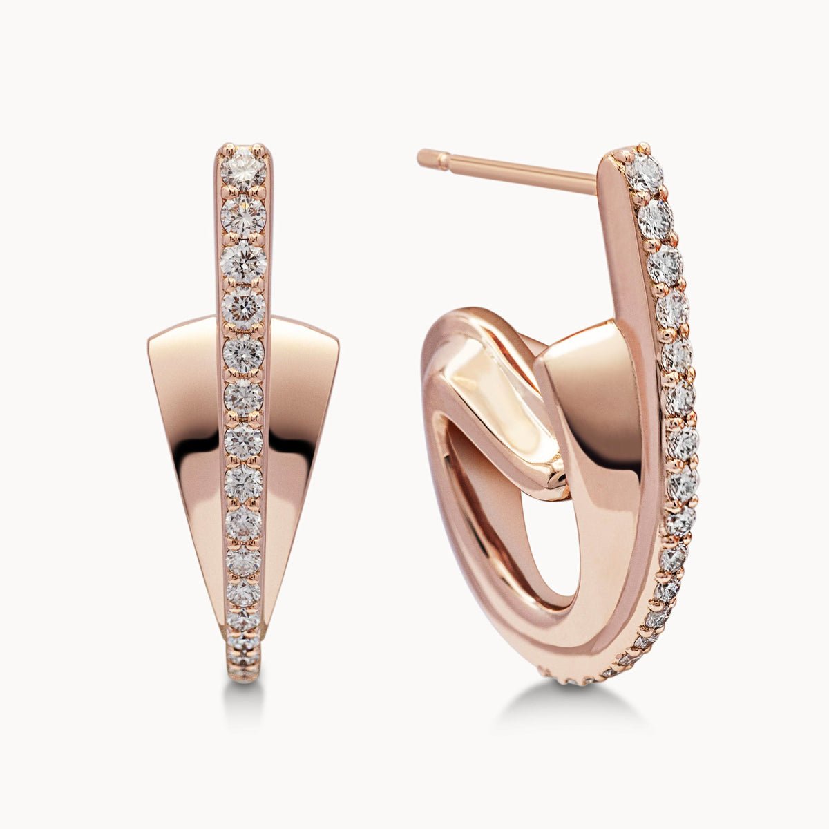Single-C Motif Earrings Diamond Set - Rose Gold