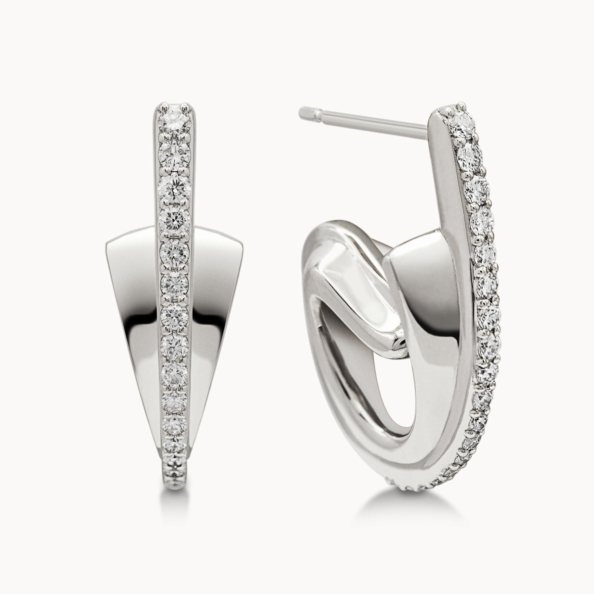 Single-C Motif Earrings Diamond Set - White Gold