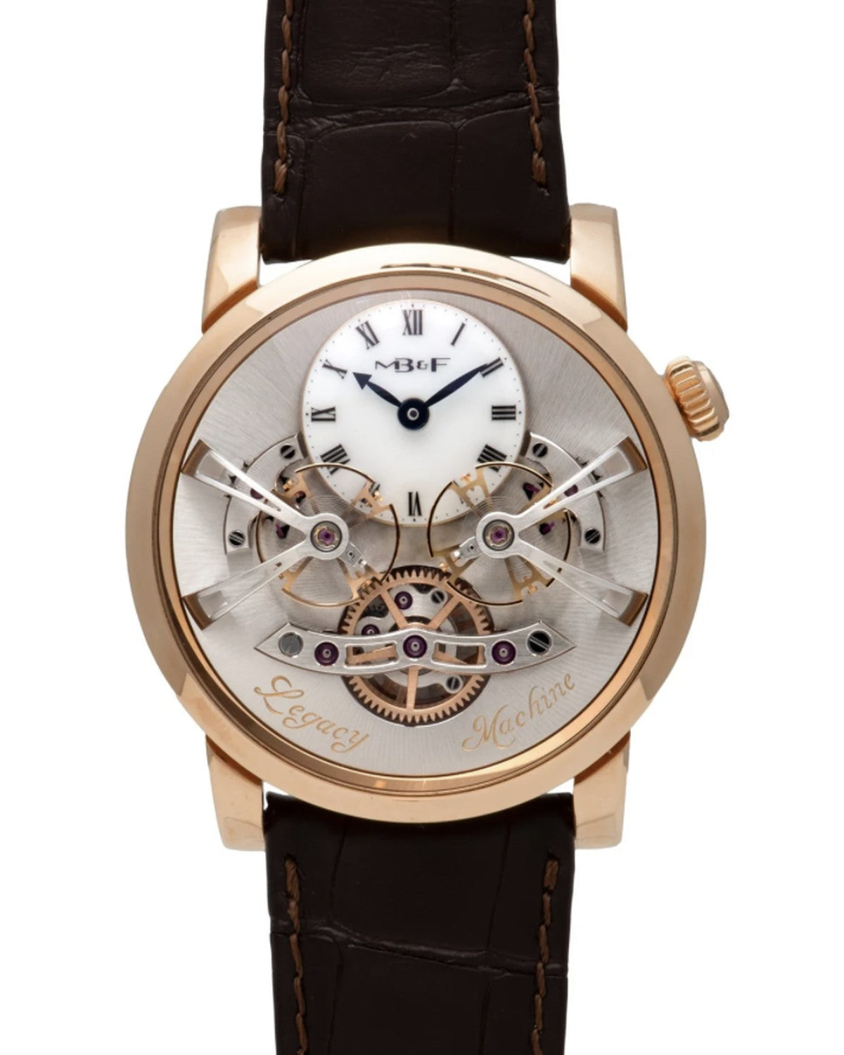 MB&F Legacy Machine No.2 in Rose Gold with Brown Alligator Strap 44mm
