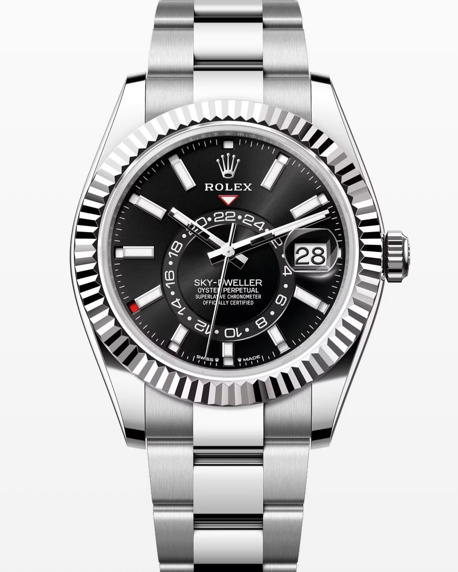Rolex Oystersteel & White Gold Sky-Dweller with Oyster Bracelet Black Dial 42mm