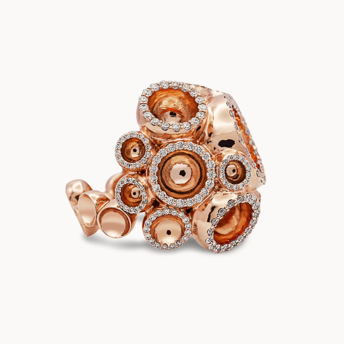 Flora Inverted Diamond  Ring - Rose Gold