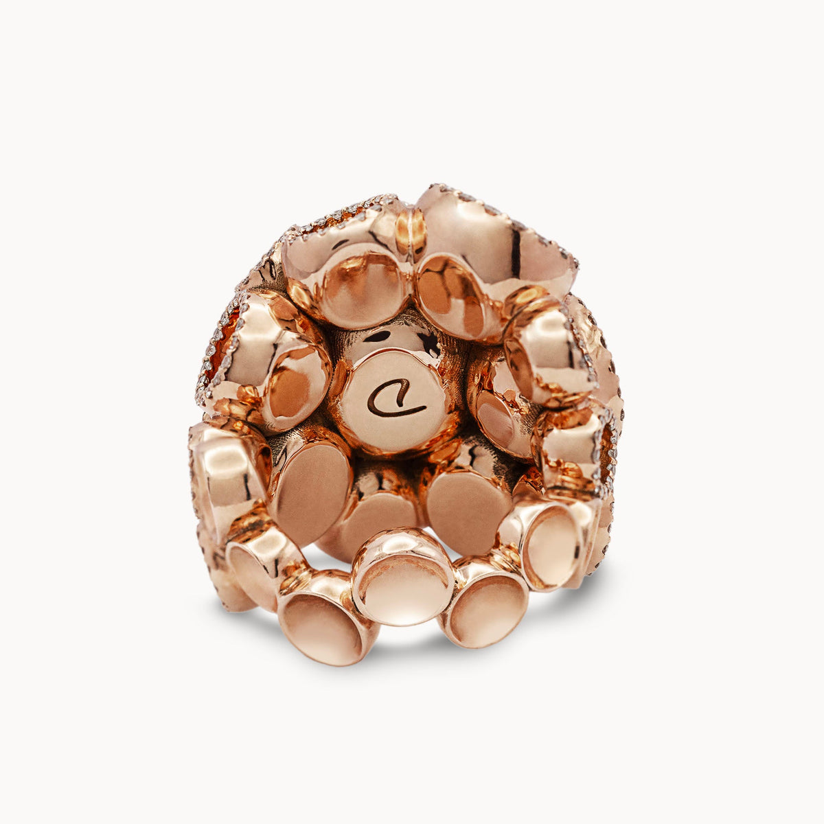 Flora Inverted Diamond  Ring - Rose Gold