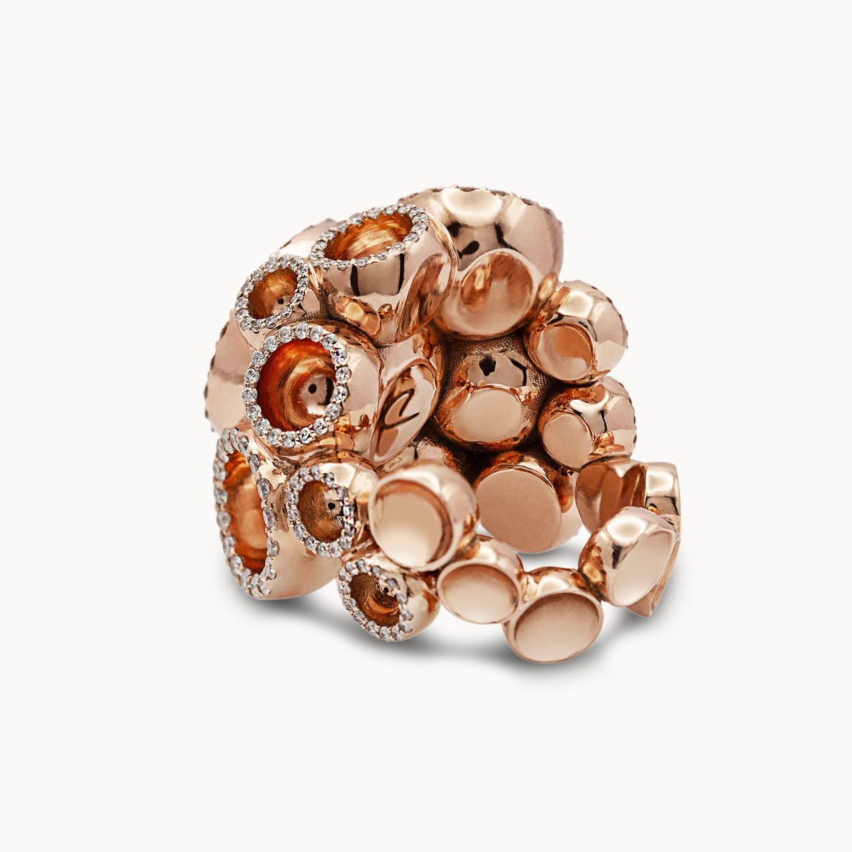 Flora Inverted Diamond  Ring - Rose Gold
