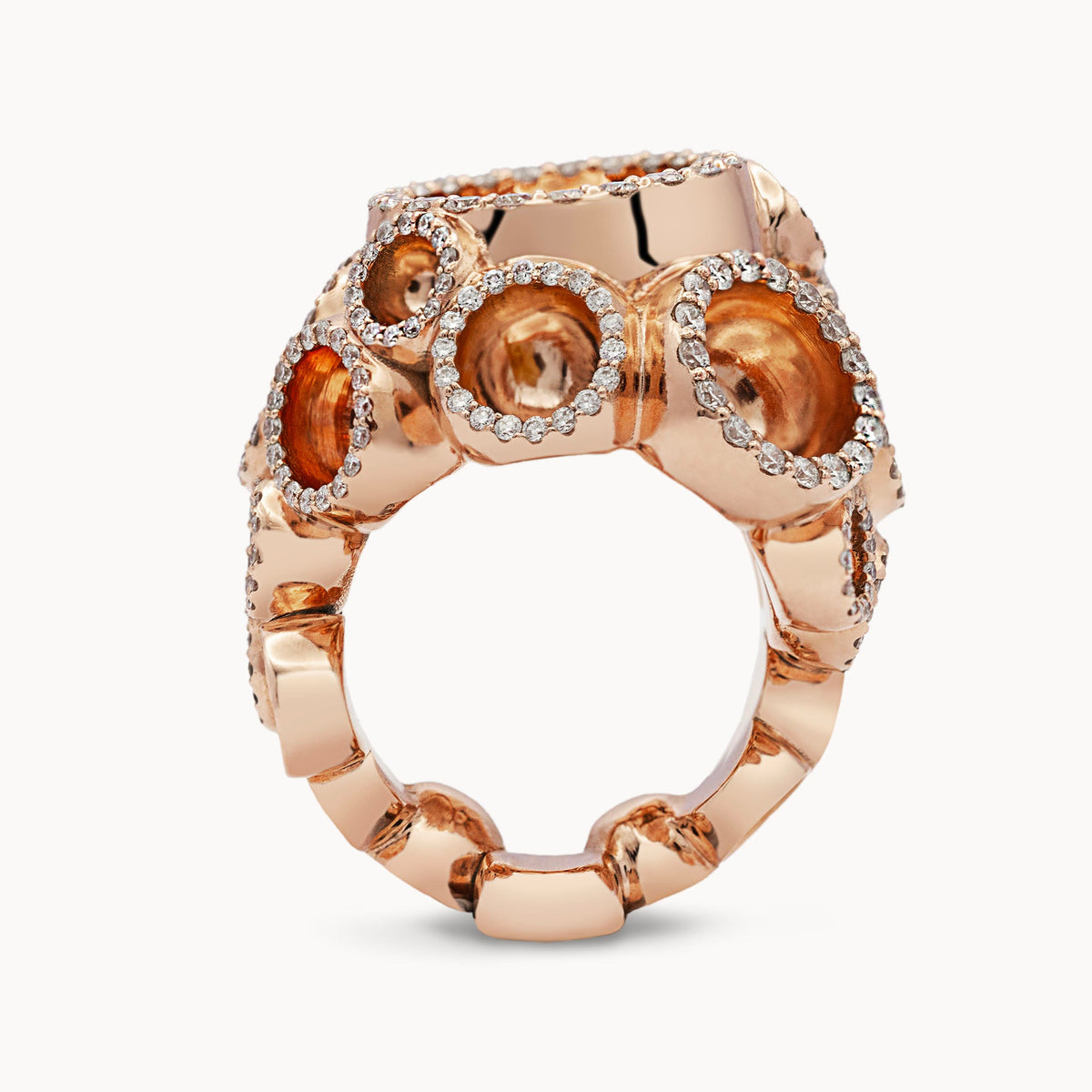 Flora Inverted Diamond  Ring - Rose Gold