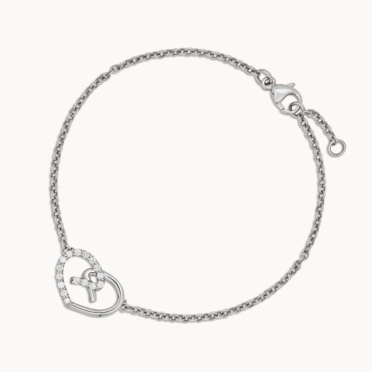 Heart Bracelet Half Set - White Gold
