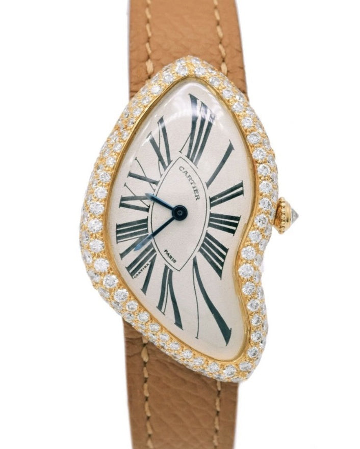 Cartier Crash Paris in Yellow Gold and Diamonds with White Roman Dial 23mm